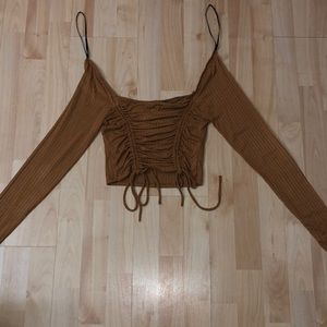 Forever 21 Light brown ruched shirt long sleeve